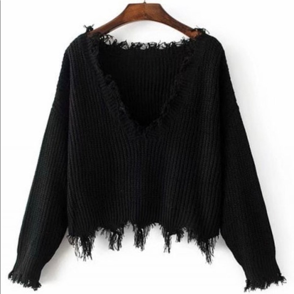 Very Nice Black Ripped Sweater 